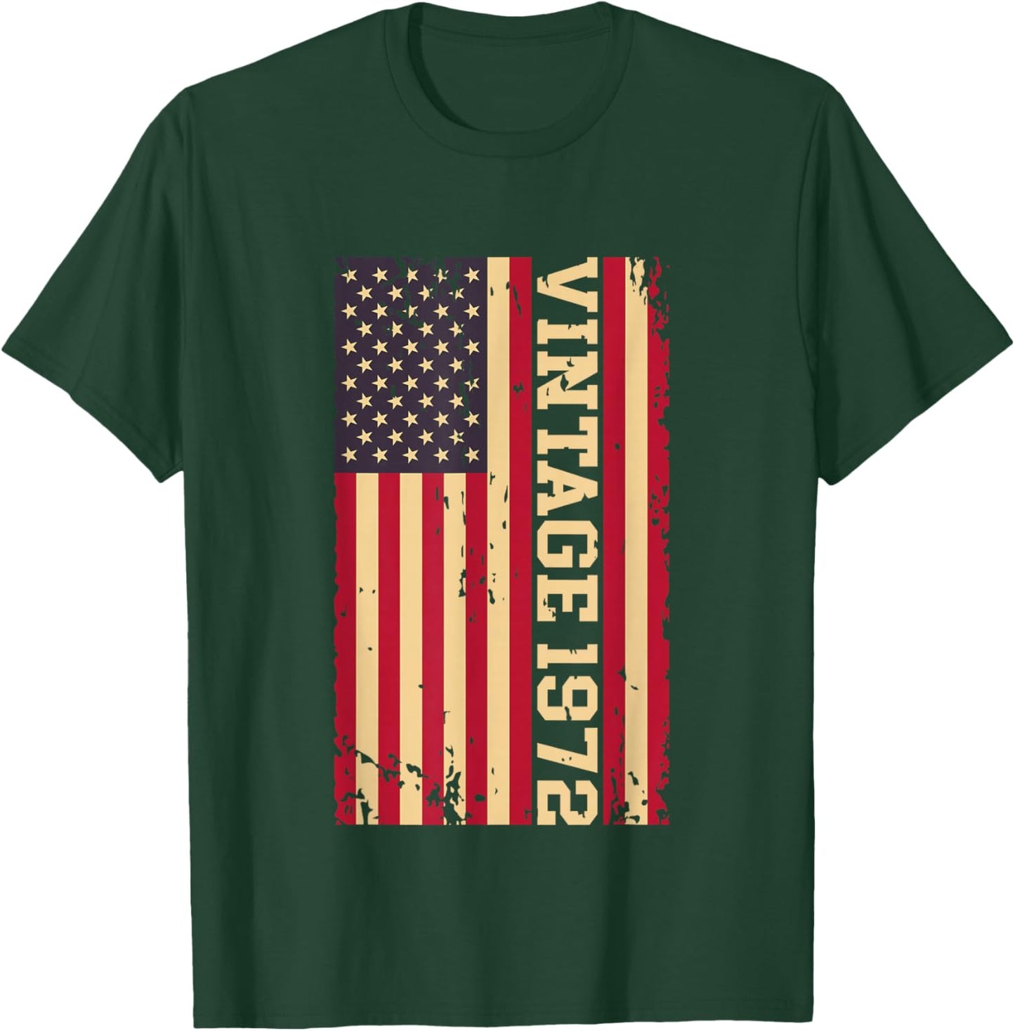 1972 Vintage 53rd Birthday 53 Years Old American USA Flag T-Shirt - T-Shirt | Forest