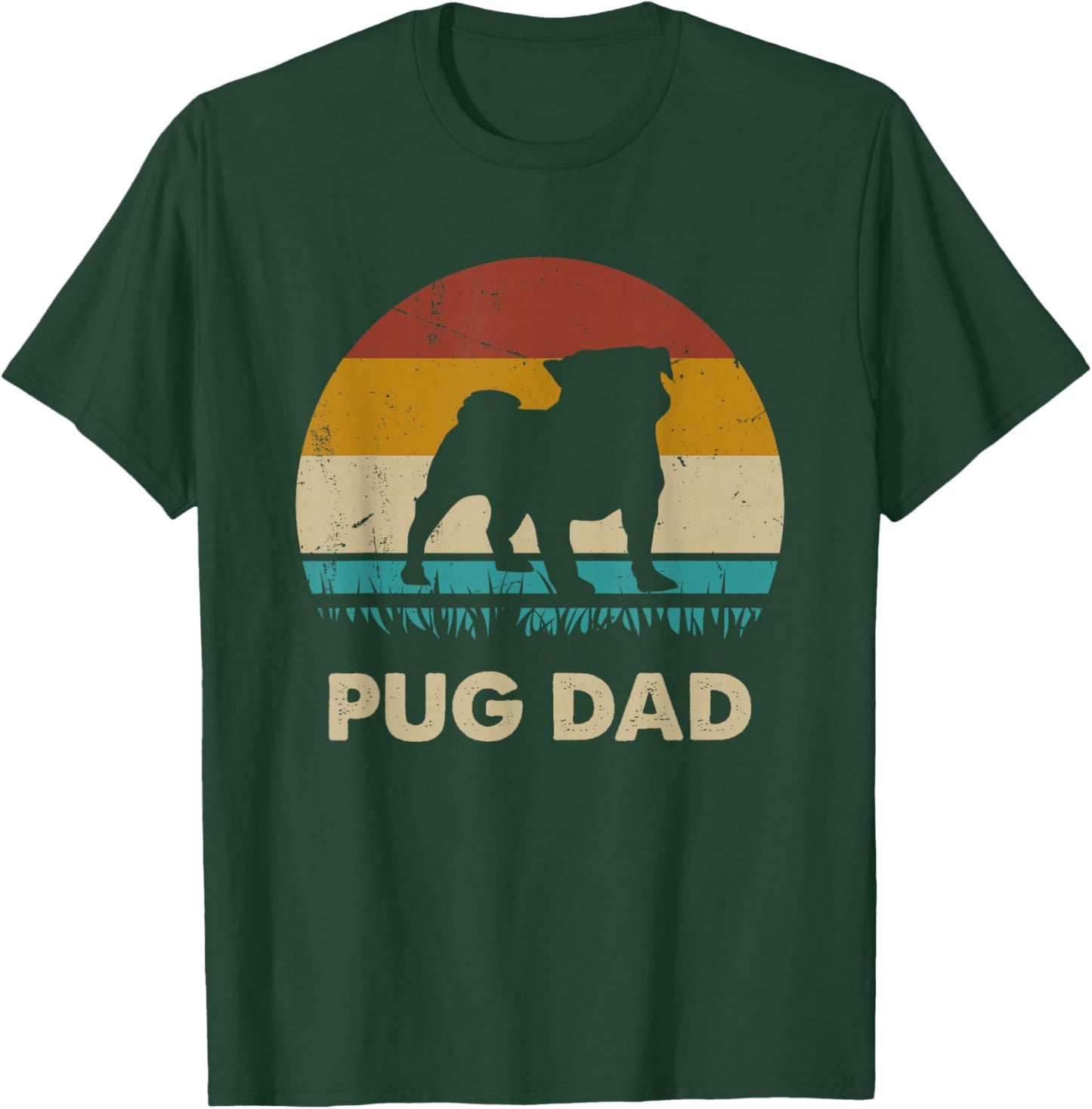 Pug Dad Pug Dog Lovers Vintage Gift Dad T-Shirt - T-Shirt | Forest