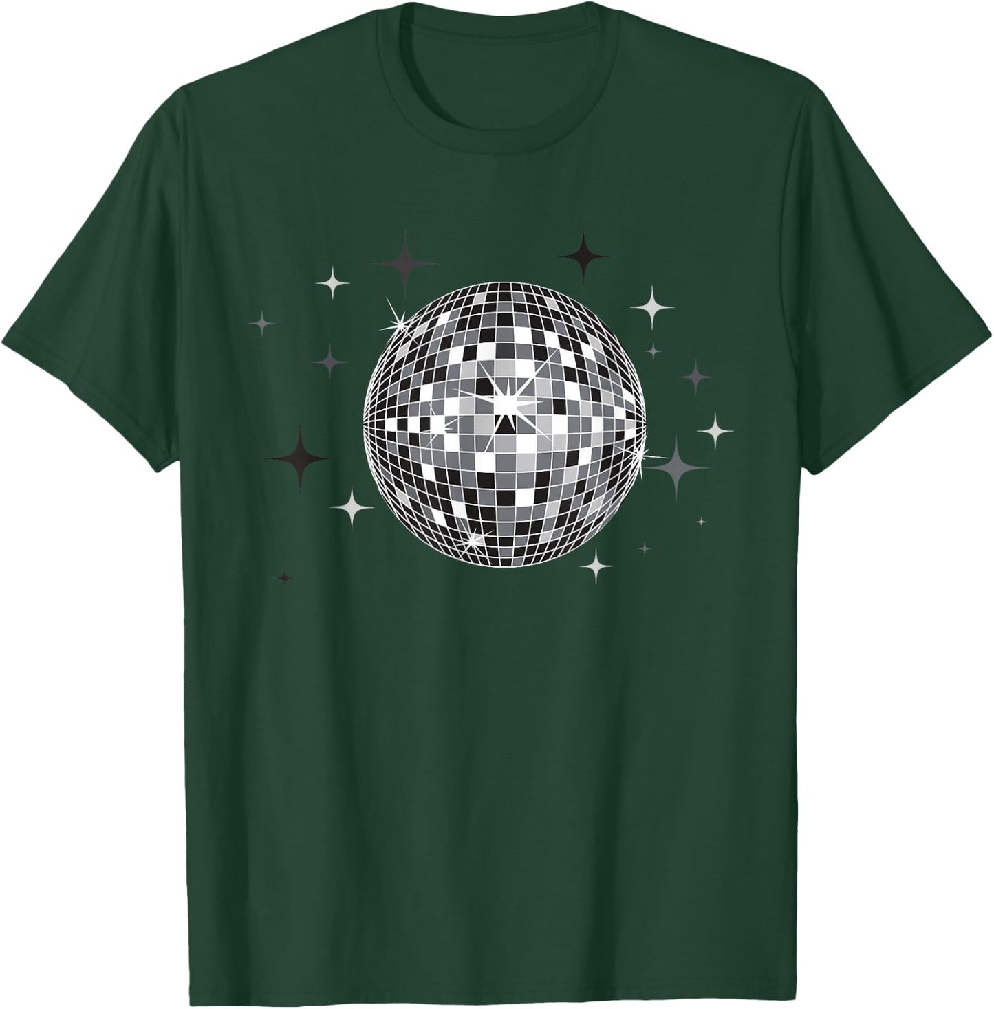 Black and White Disco Ball Club Retro T-Shirt - T-Shirt | Forest
