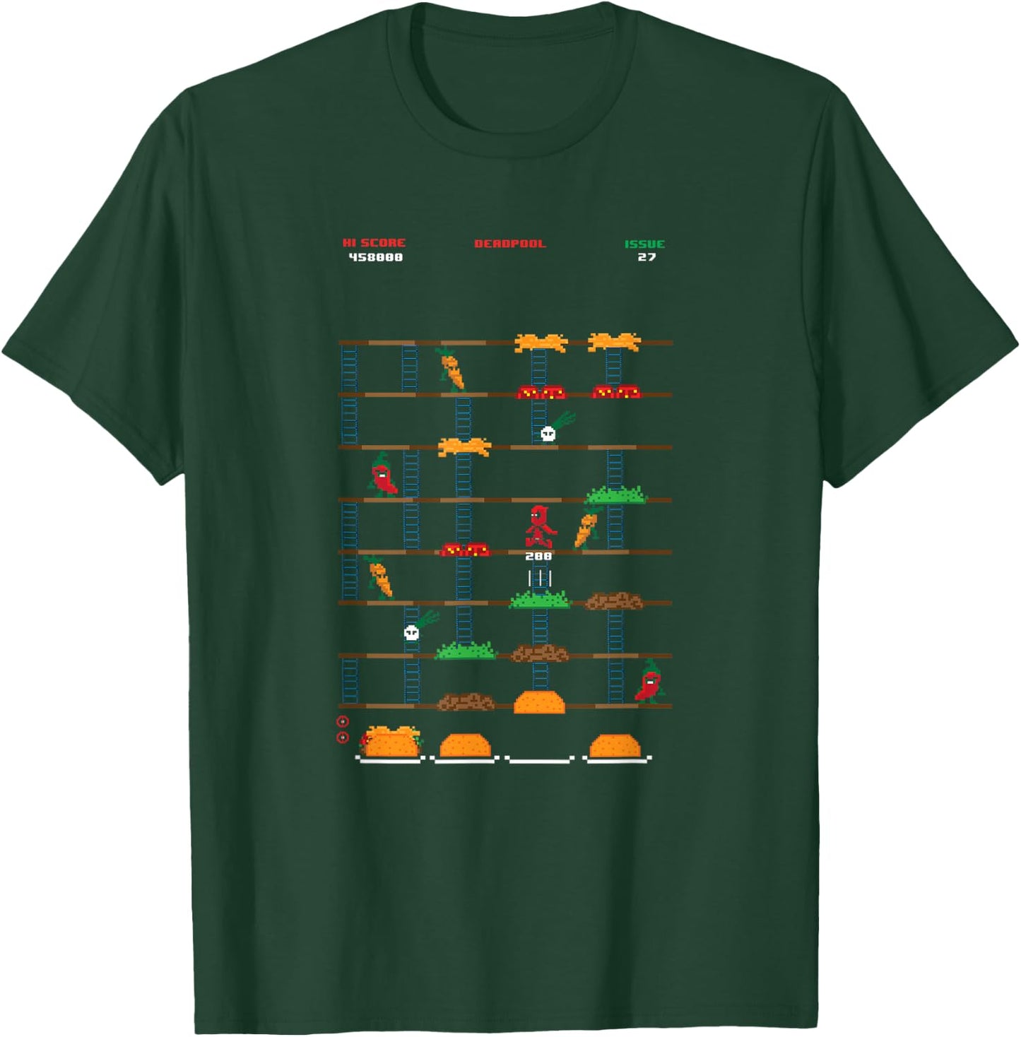 Marvel Retro Gaming Deadpool Burger Time T-Shirt - T-Shirt | Forest