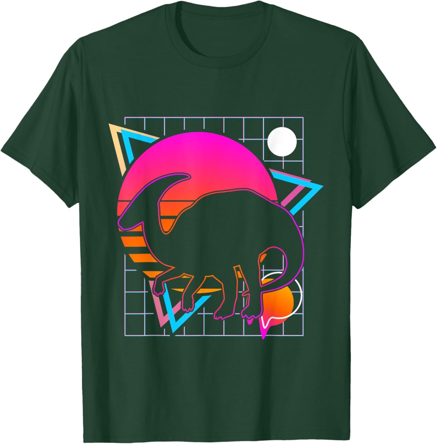 Parasaurolophus Retro 80s Style Vintage Dinosaur T-Shirt - T-Shirt | Forest