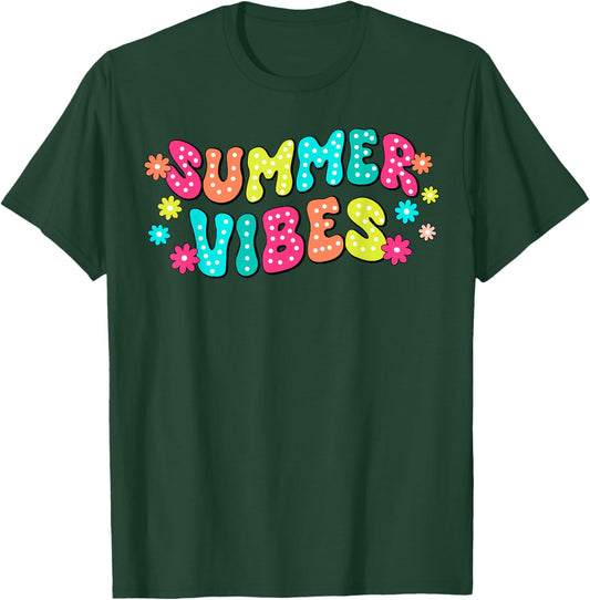 Summer Vibes Hello Summer Vacation Groovy Cruise Summer 2024 Men Women Girls Kids T-Shirt - T-Shirt | Forest