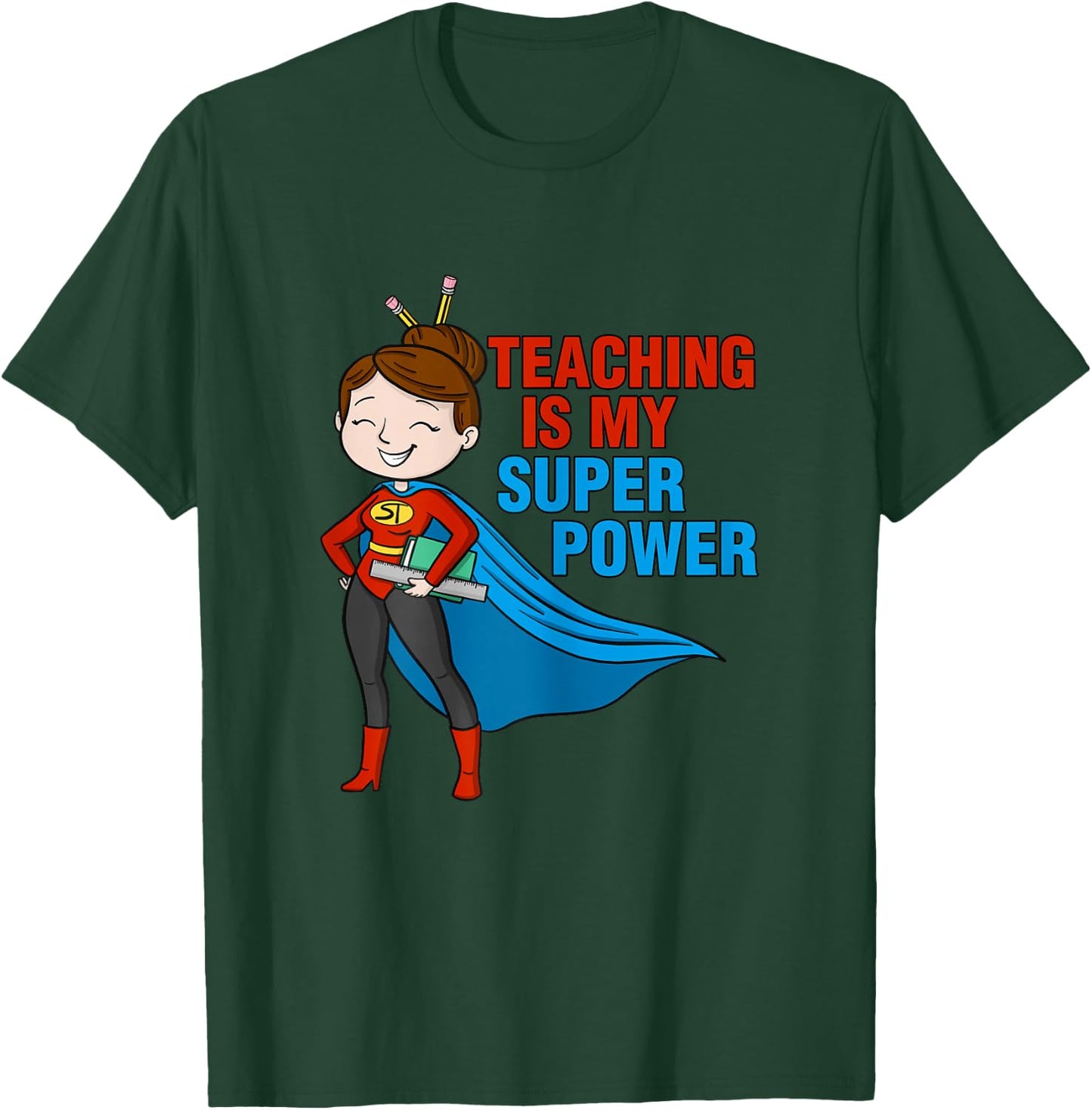 Kindergarten Teacher Teaching is my superpower school retro T-Shirt - T-Shirt | Forest