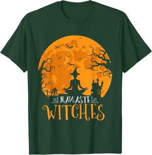 Namaste Witches Men Women Funny Halloween Yoga Lover T-Shirt - T-Shirt | Forest