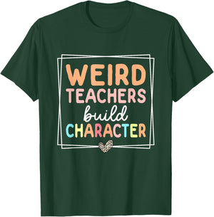 Weird Teachers Build Character Leopard Retro Funny Teacher T-Shirt - T-Shirt | Forest