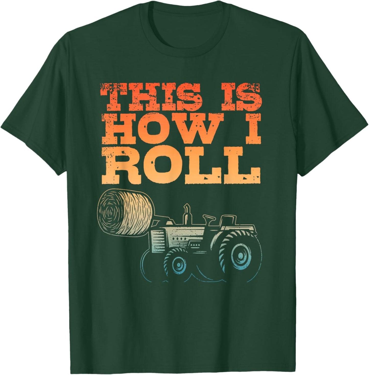 Farmer Art Women Tractor Farming Hay Bale Cow Farmer T-Shirt - T-Shirt | Forest