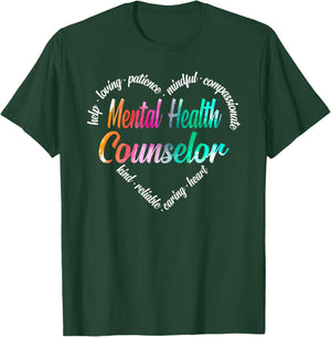 Mental Health Counselor Heart Word Cloud Watercolor Rainbow T-Shirt - T-Shirt | Forest