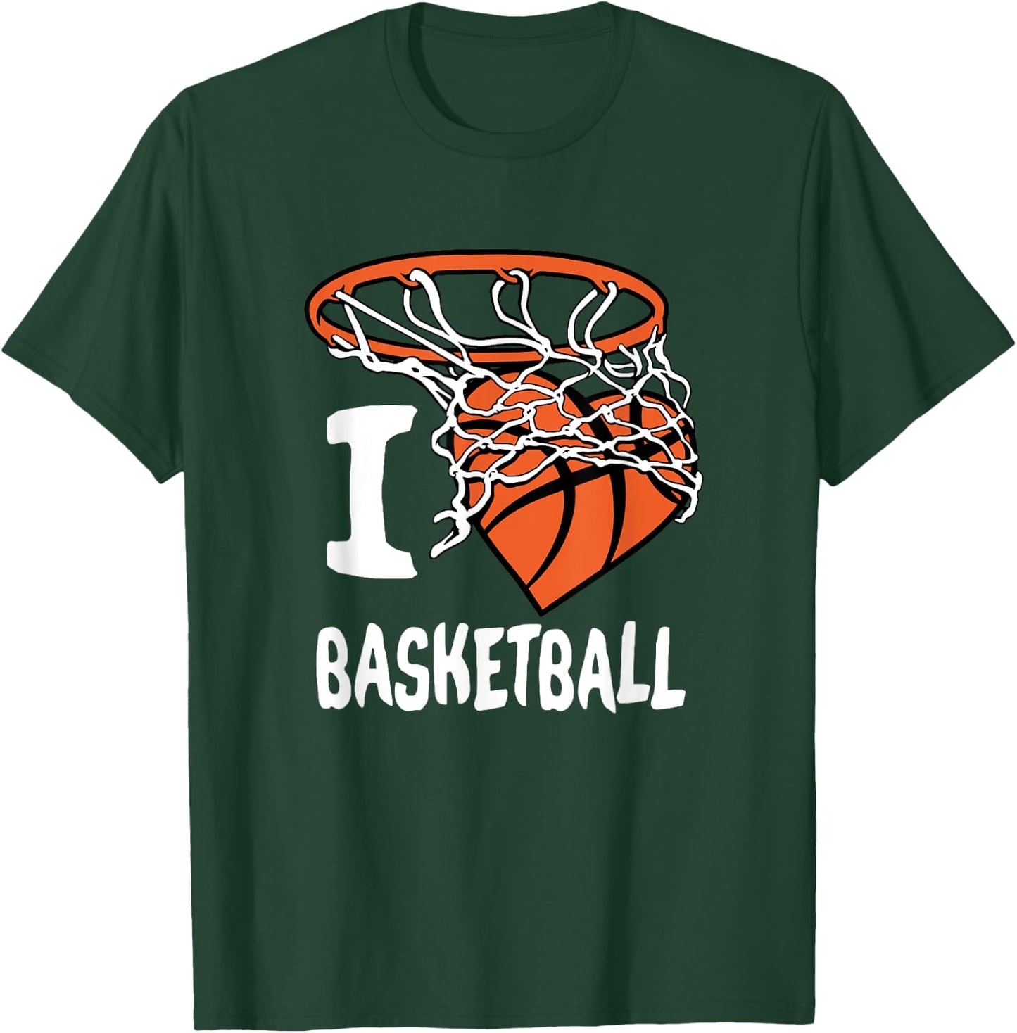 I Love Basketball Girl & Boys Youth Basketball Hoop T-Shirt - T-Shirt | Forest