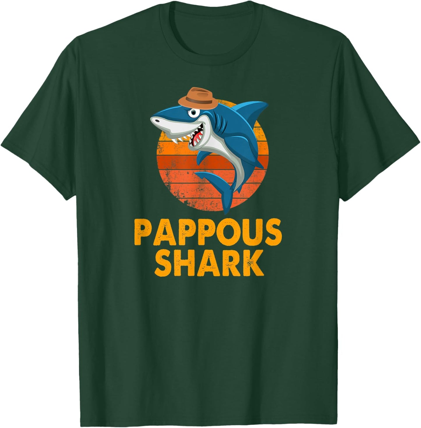 Pappous Shark Funny Vintage Papa Grandpa Father's Day Gifts T-Shirt - T-Shirt | Forest