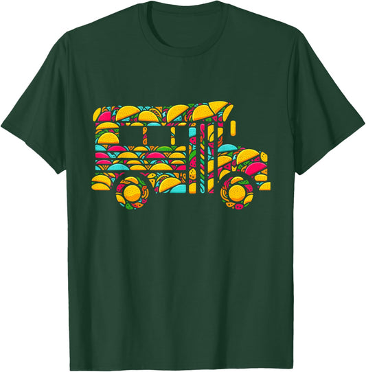 School Bus Tacos Kids Mexican Cinco De Mayo Taco T-Shirt - T-Shirt | Forest