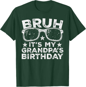 Bruh It's My Grandpa's Birthday Funny Sunglasses Bday Kids T-Shirt - T-Shirt | Forest