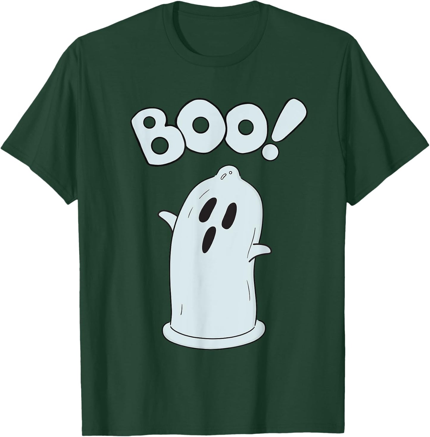 Halloween Condom Boo Ghost Spooky Ghost Face Easy Costume T-Shirt - T-Shirt | Forest