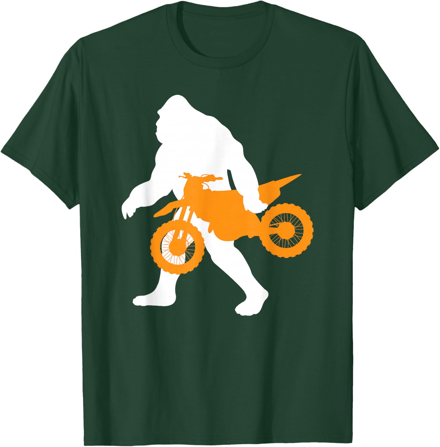 Bigfoot Sasquatch Carrying Dirt Bike Motocross Funny Gift T-Shirt - T-Shirt | Forest