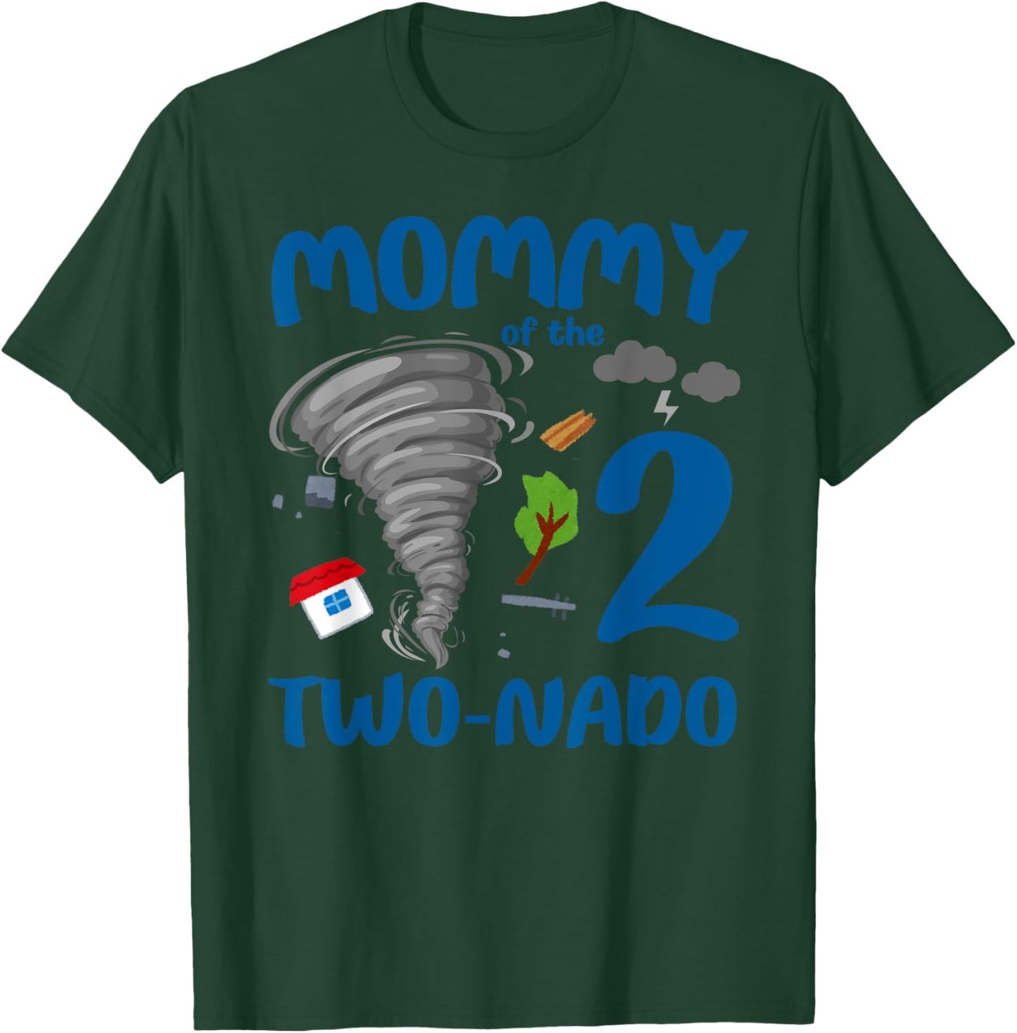 Mommy of the Two-nado Tornado Themed 2nd Birthday Boy Party T-Shirt - T-Shirt | Forest