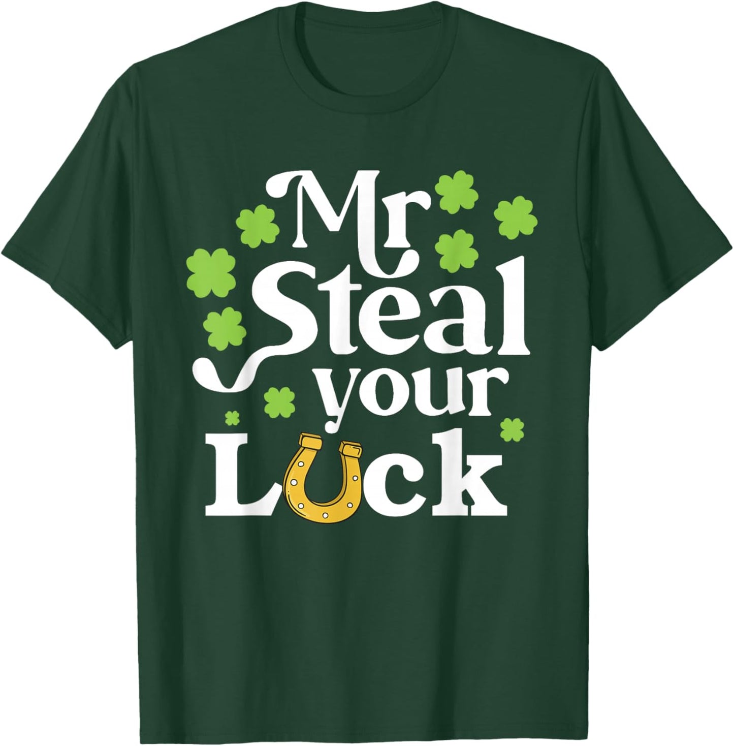 Mr Steal Your Luck Groovy Shamrock Boy Kids St Patrick's Day T-Shirt - T-Shirt | Forest