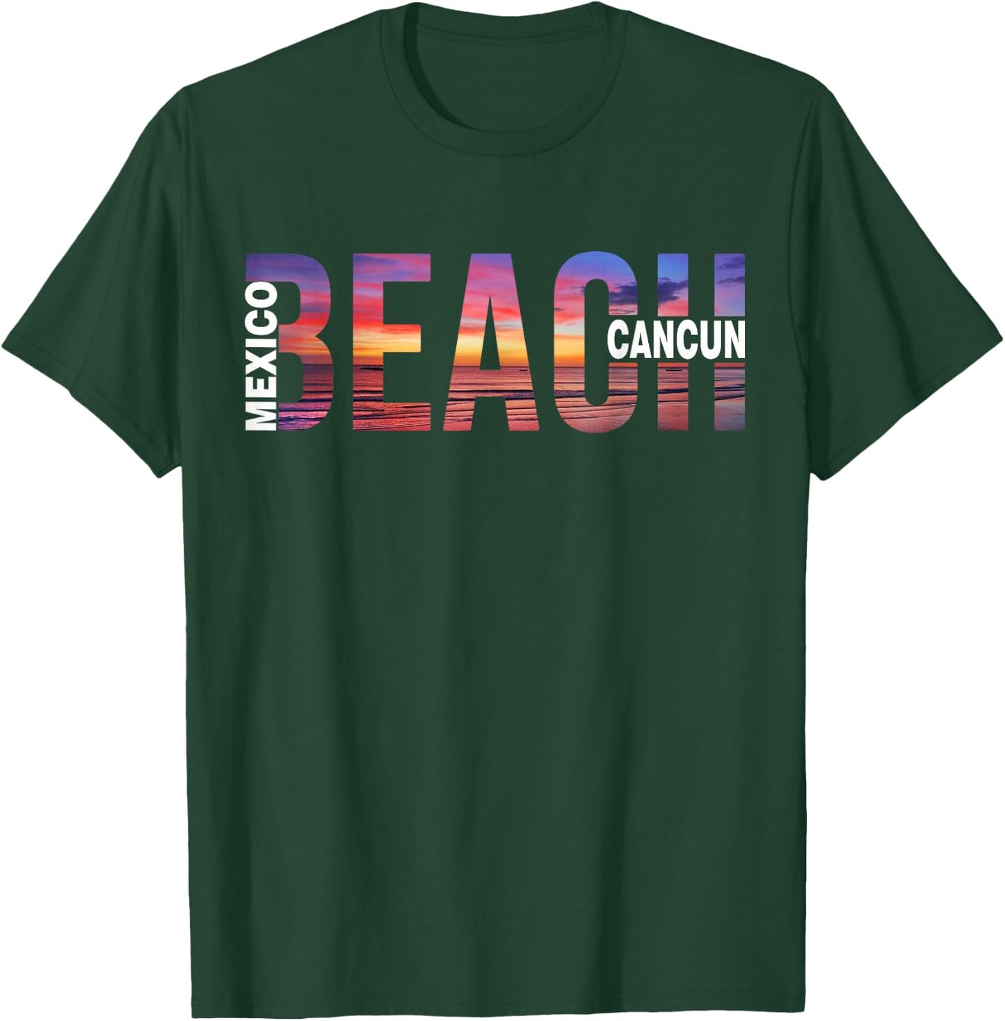 Can Cun Palm Trees Beach Mexico Vacation Family T-Shirt - T-Shirt | Forest