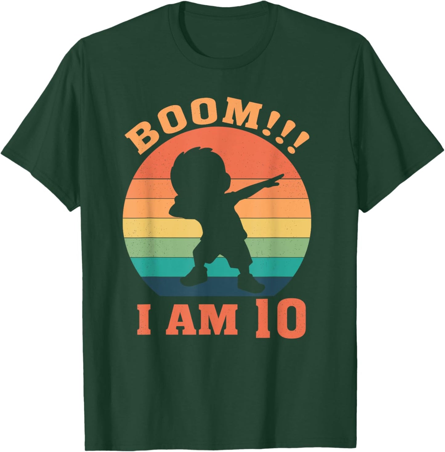 Boom I'm 10 Years Old 10th Birthday Party Dabbing Kids T-Shirt - T-Shirt | Forest