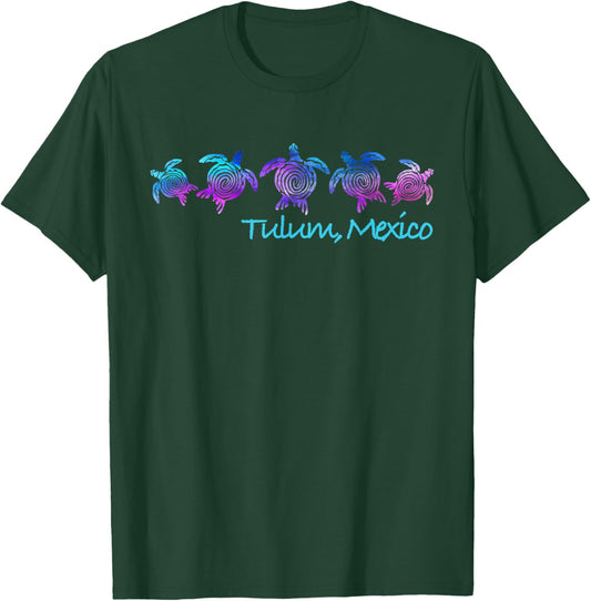 Tulum Beach Design / Tribal Turtle Gift Women Kids T-Shirt - T-Shirt | Forest