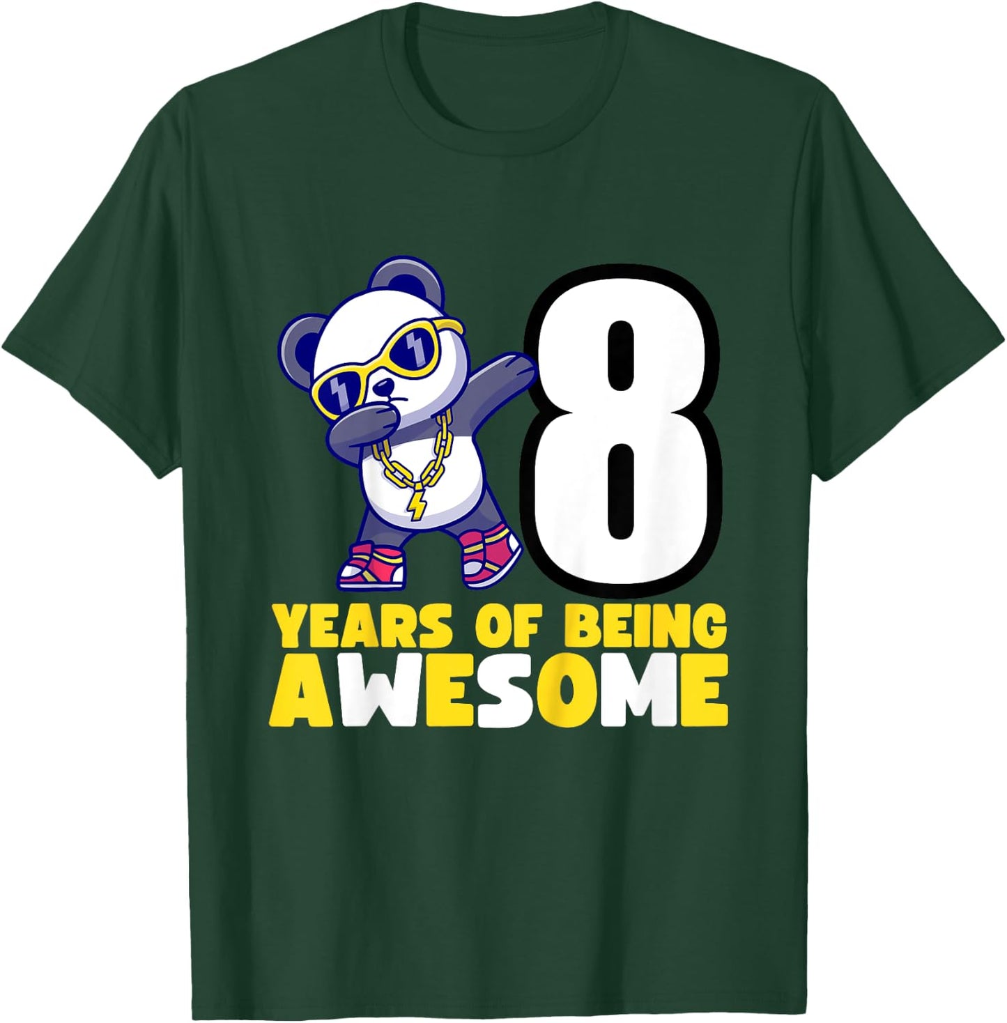 Kids Dabbing Panda Bear Birthday Party - 8 Years of Awesome T-Shirt - T-Shirt | Forest