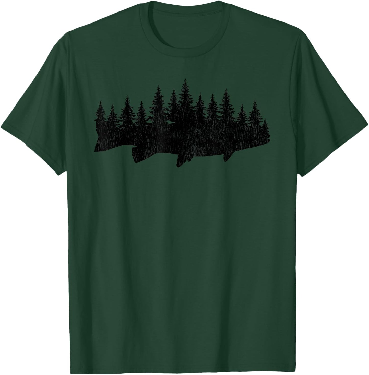 Steelhead Fishing - Forest Treeline Trout Fisherman T-Shirt - T-Shirt | Forest