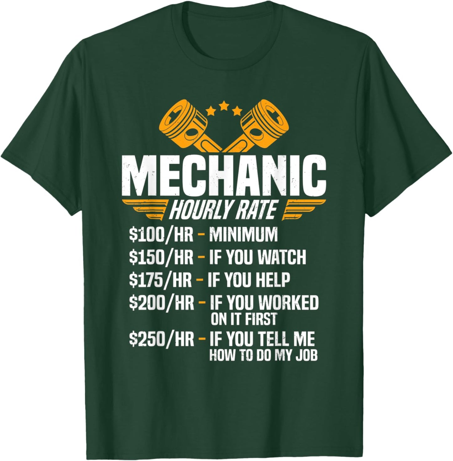 Funny Mechanic Men Dad Hourly Rate Car Auto Garage Mechanic T-Shirt - T-Shirt | Forest