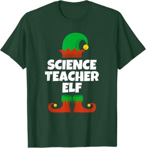Christmas I'm The Science Teacher Elf Matching Xmas Pajama T-Shirt - T-Shirt | Forest