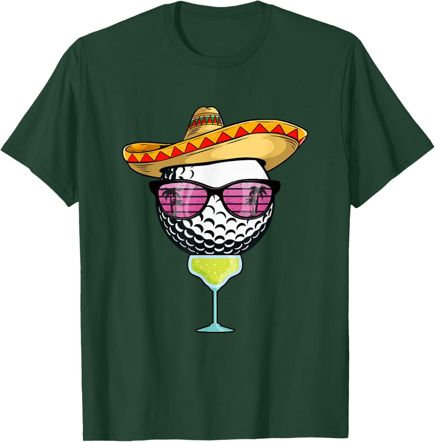 Women Cinco de Mayo Golf Ball With Sombrero Margarita Golfer T-Shirt - T-Shirt | Forest