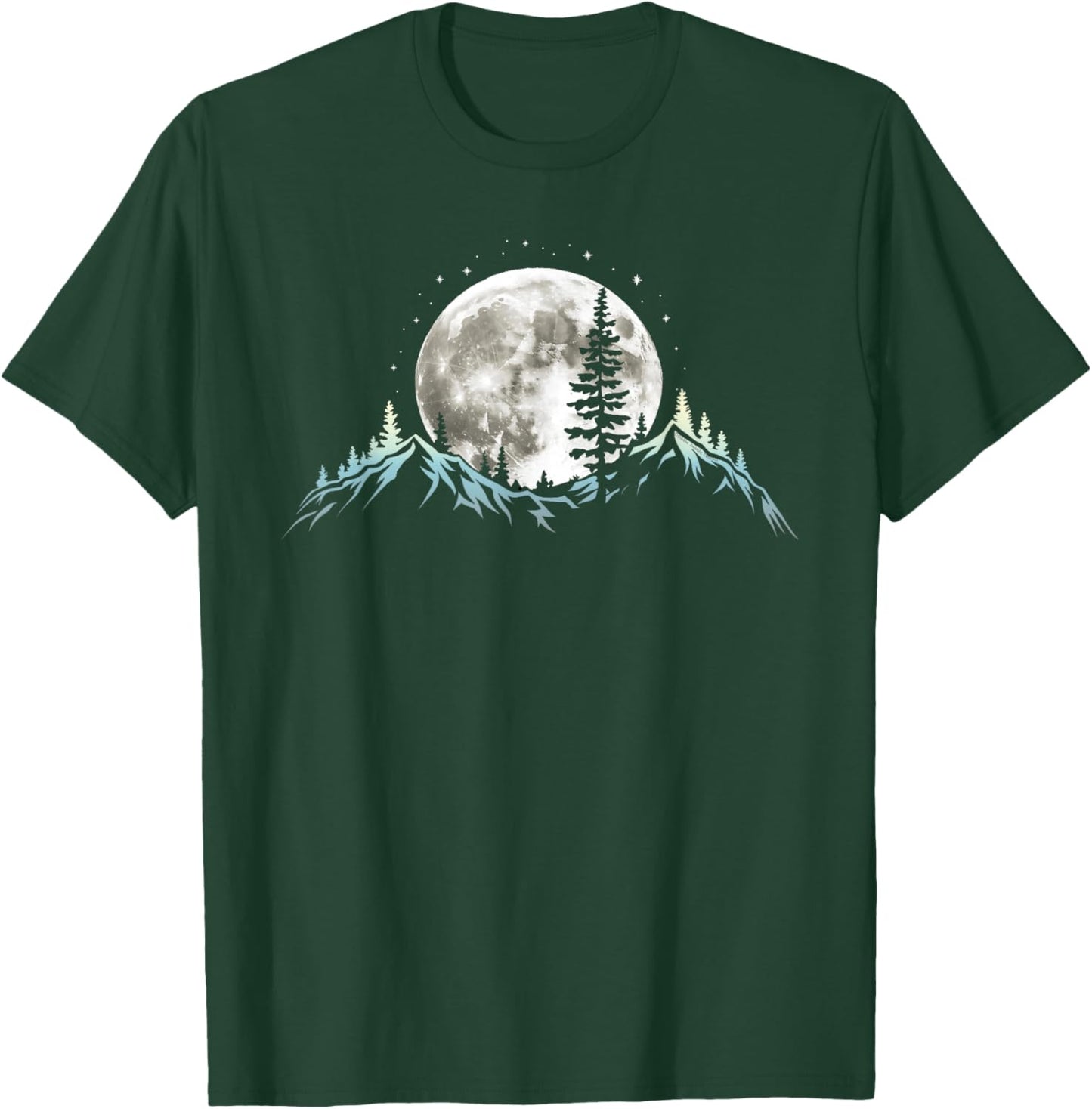Full Moon Trees Nature Mountains Adventure Outdoor Forest T-Shirt - T-Shirt | Forest