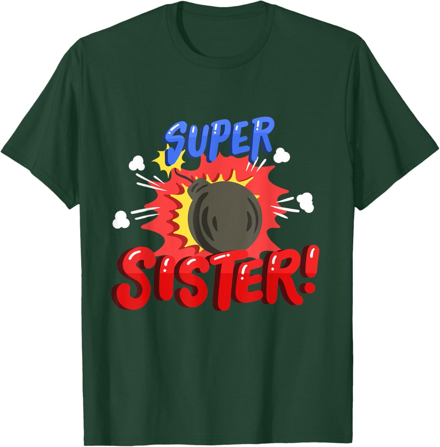 Sister Superhero Comic Birthday Party Family Matching T-Shirt - T-Shirt | Forest