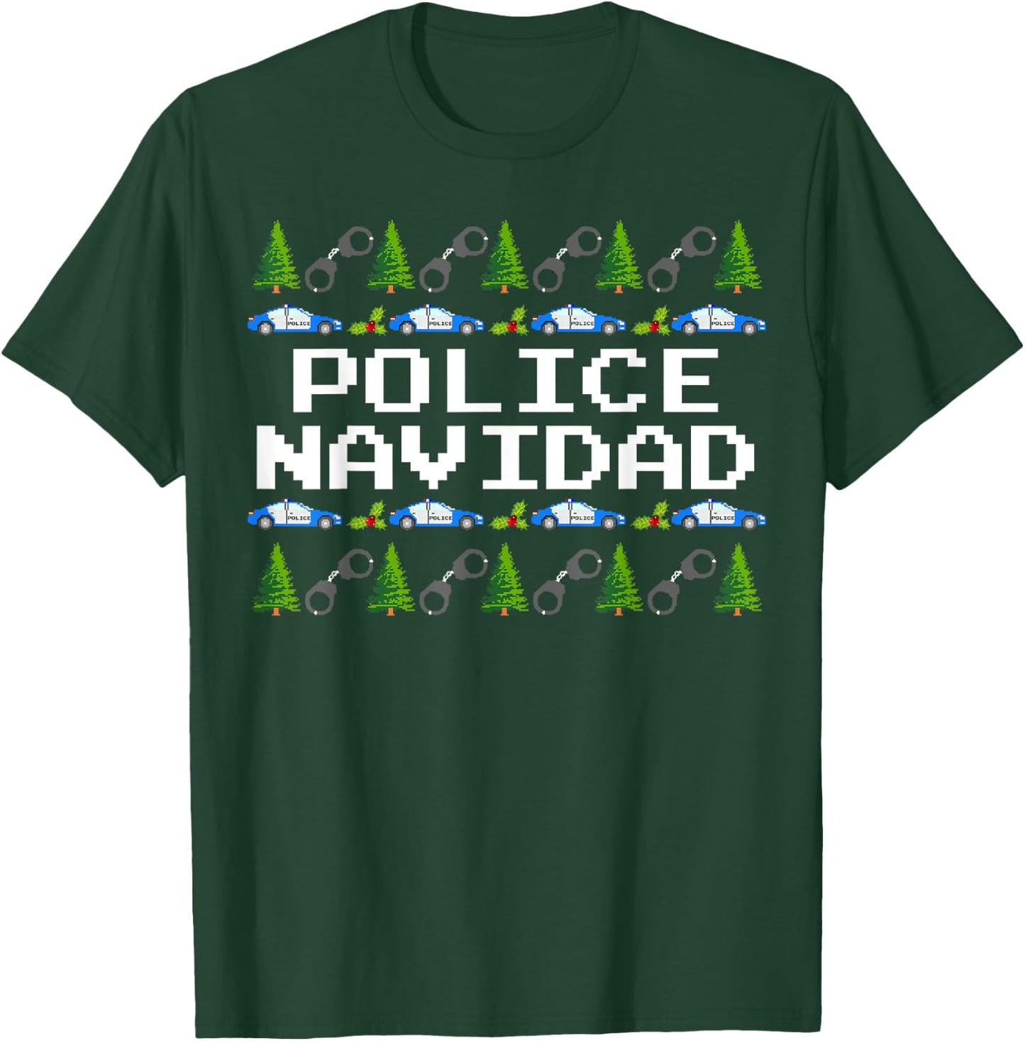 Police Navidad - Ugly Sweater Style Xmas Christmas Police T-Shirt - T-Shirt | Forest