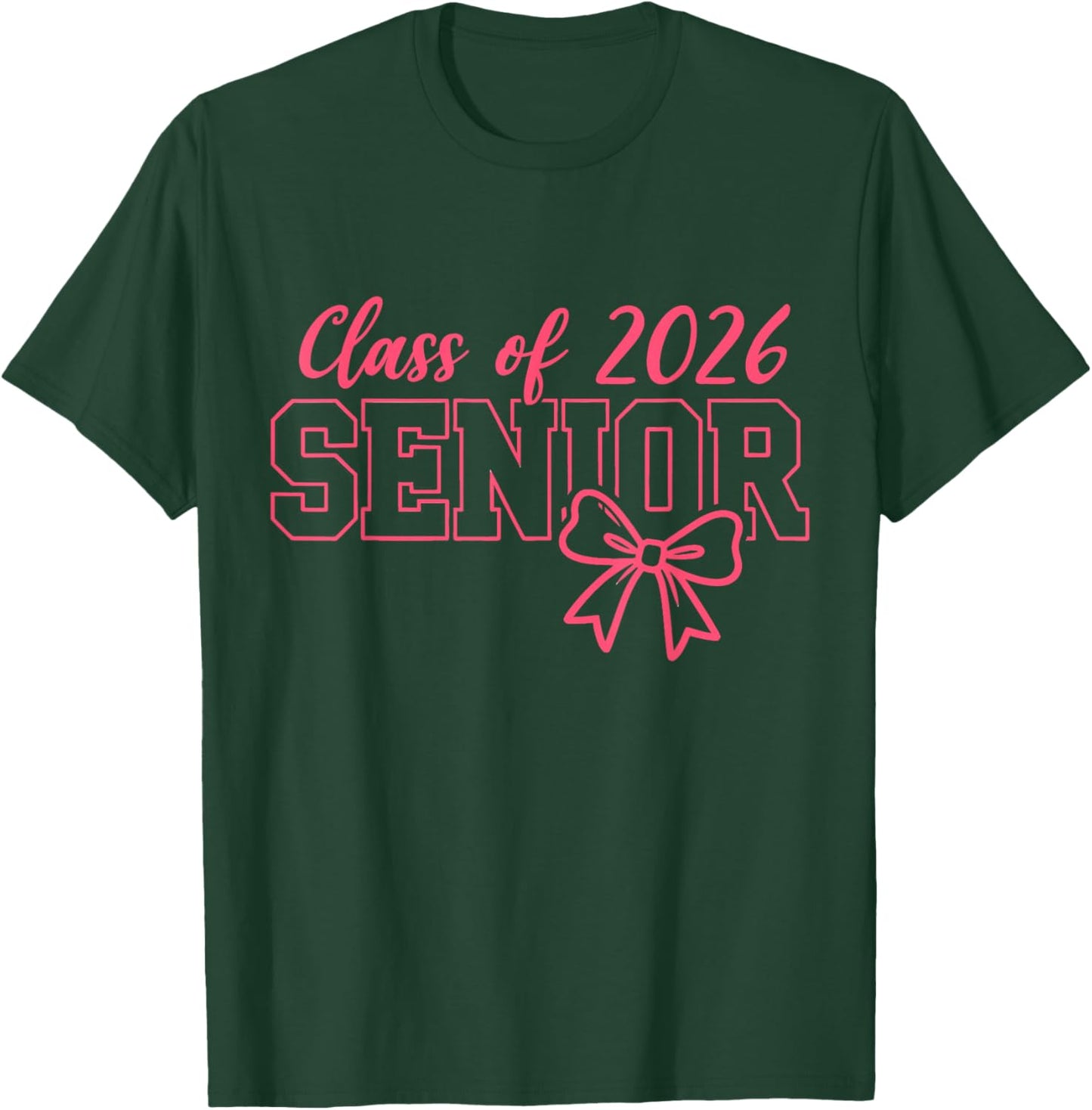 Class of 2026 Pink Coquette Bow Cap Senior 2026 Graduation T-Shirt - T-Shirt | Forest
