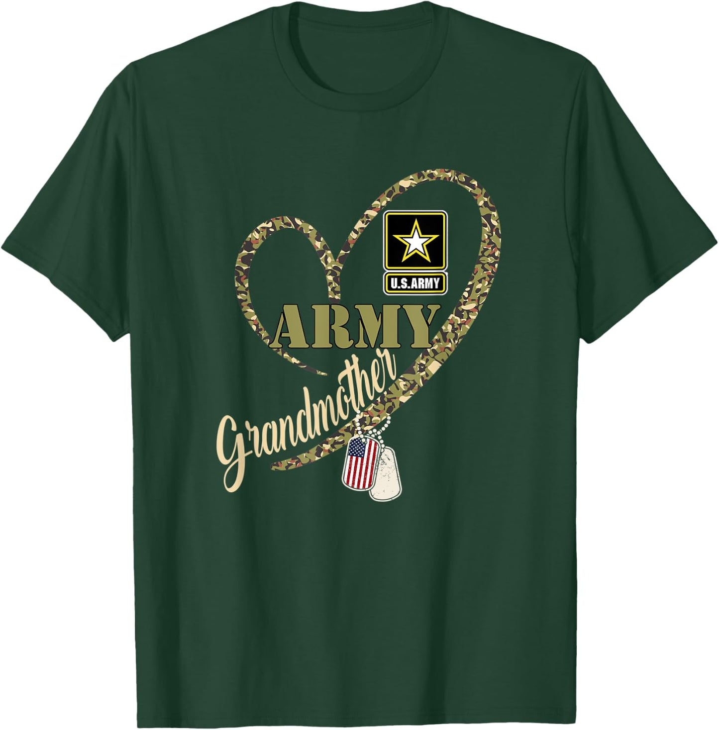 Proud Army Grandmother Shirt Funny Military Heart Camouflage T-Shirt - T-Shirt | Forest