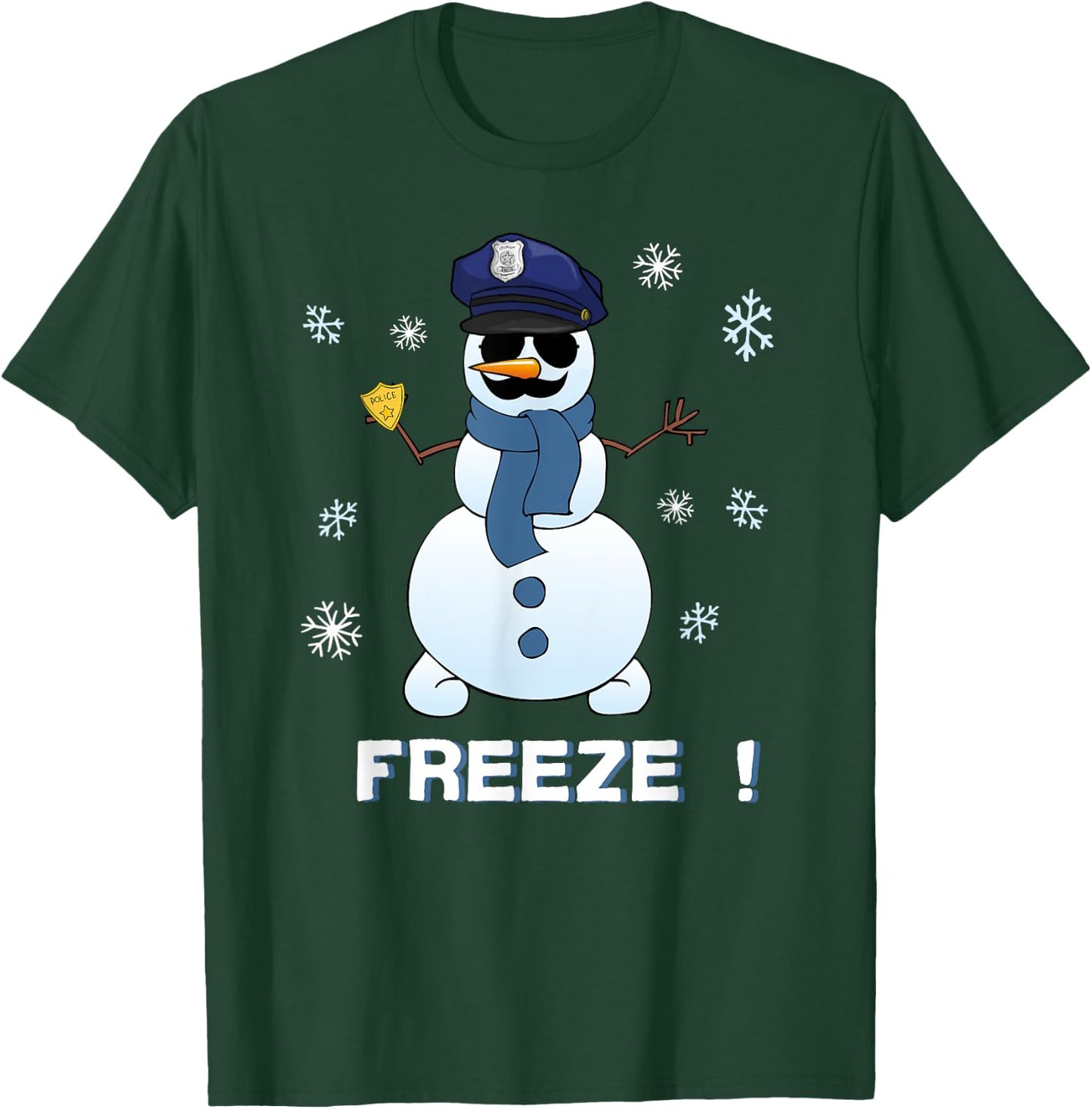 Cop Snowman Shirt Freeze Christmas Party Gift Xmas T-Shirt - T-Shirt | Forest