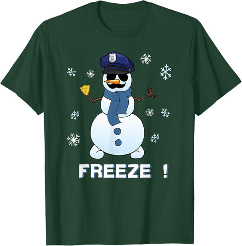 Cop Snowman Shirt Freeze Christmas Party Gift Xmas