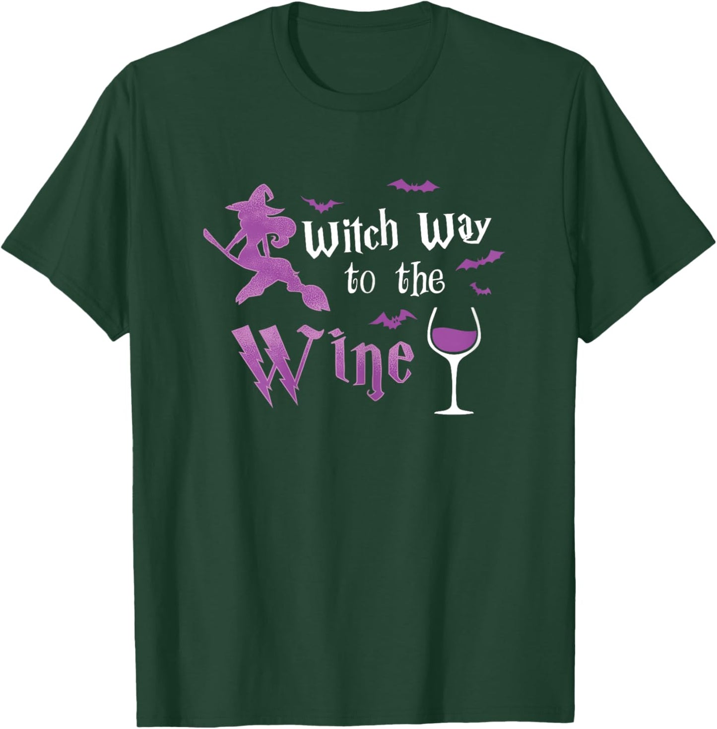 Witch Way to The Wine Halloween Witch Drinking Costume T-Shirt - T-Shirt | Forest