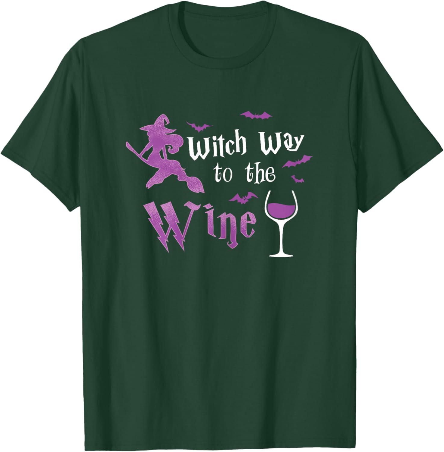 Witch Way to The Wine Halloween Witch Drinking Costume T-Shirt - T-Shirt | Forest