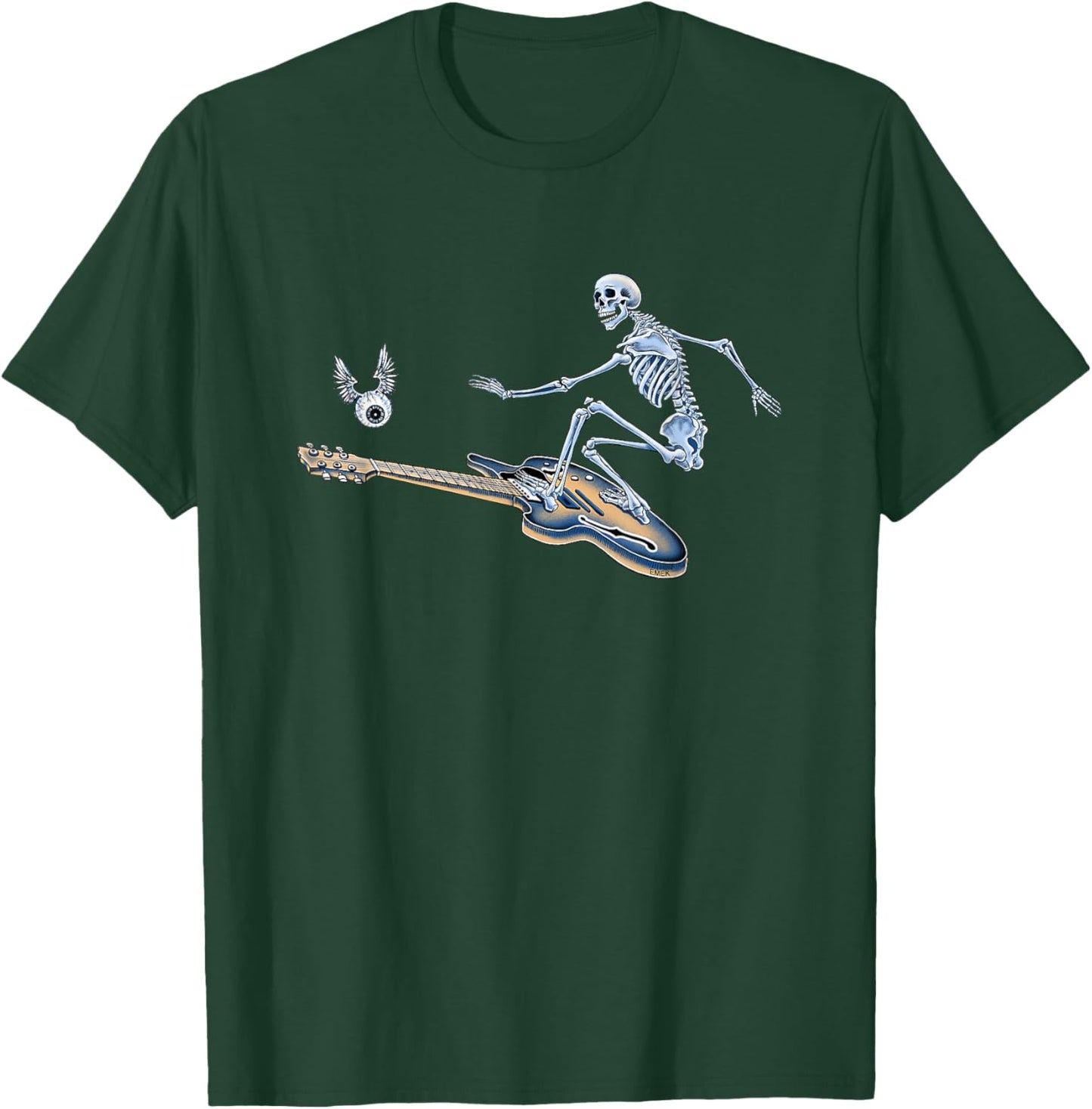 Surfing Skeleton - by Emek Artman T-Shirt - T-Shirt | Forest