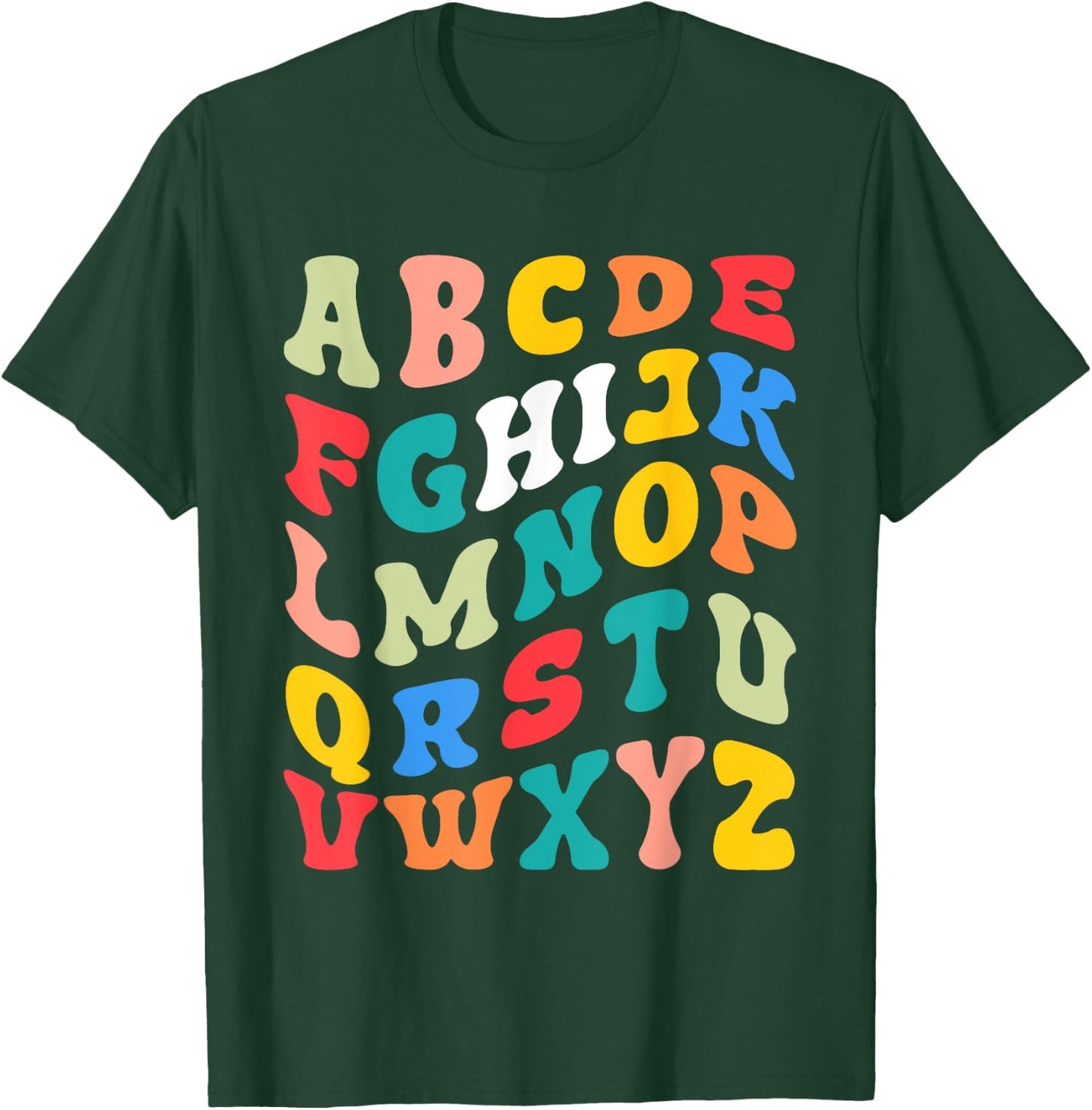 Alphabet Hi Back To School ABC Pre K Kindergarten Teacher Men Women Kids T-Shirt - T-Shirt | Forest
