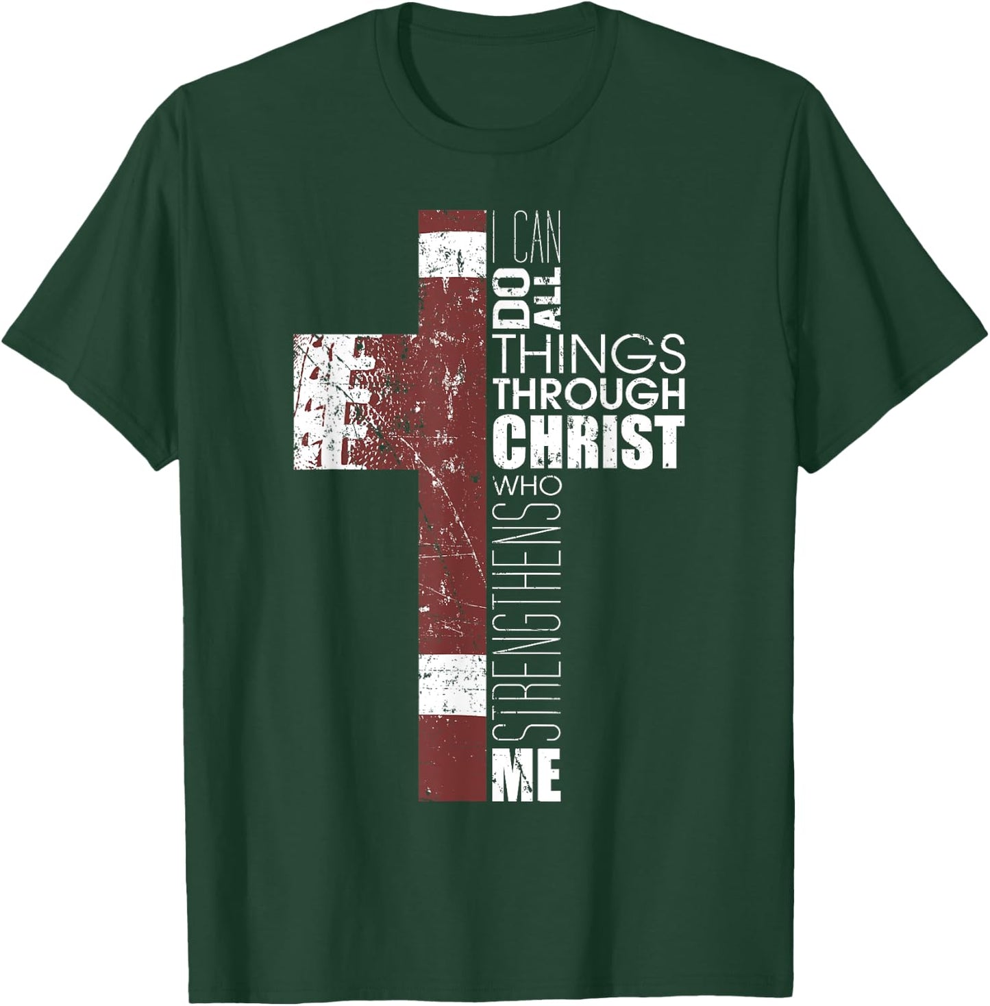 Christian Football Verse I Can Do All Things Through Christ T-Shirt - T-Shirt | Forest