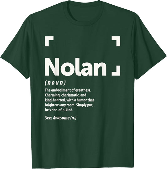 Nolan Personalized Name Apparel Cld Nolan Definition Personalized Name Nolan -Adults Kids Black Small Classic Fit Short Sleeve T-Shirt - T-Shirt | Forest
