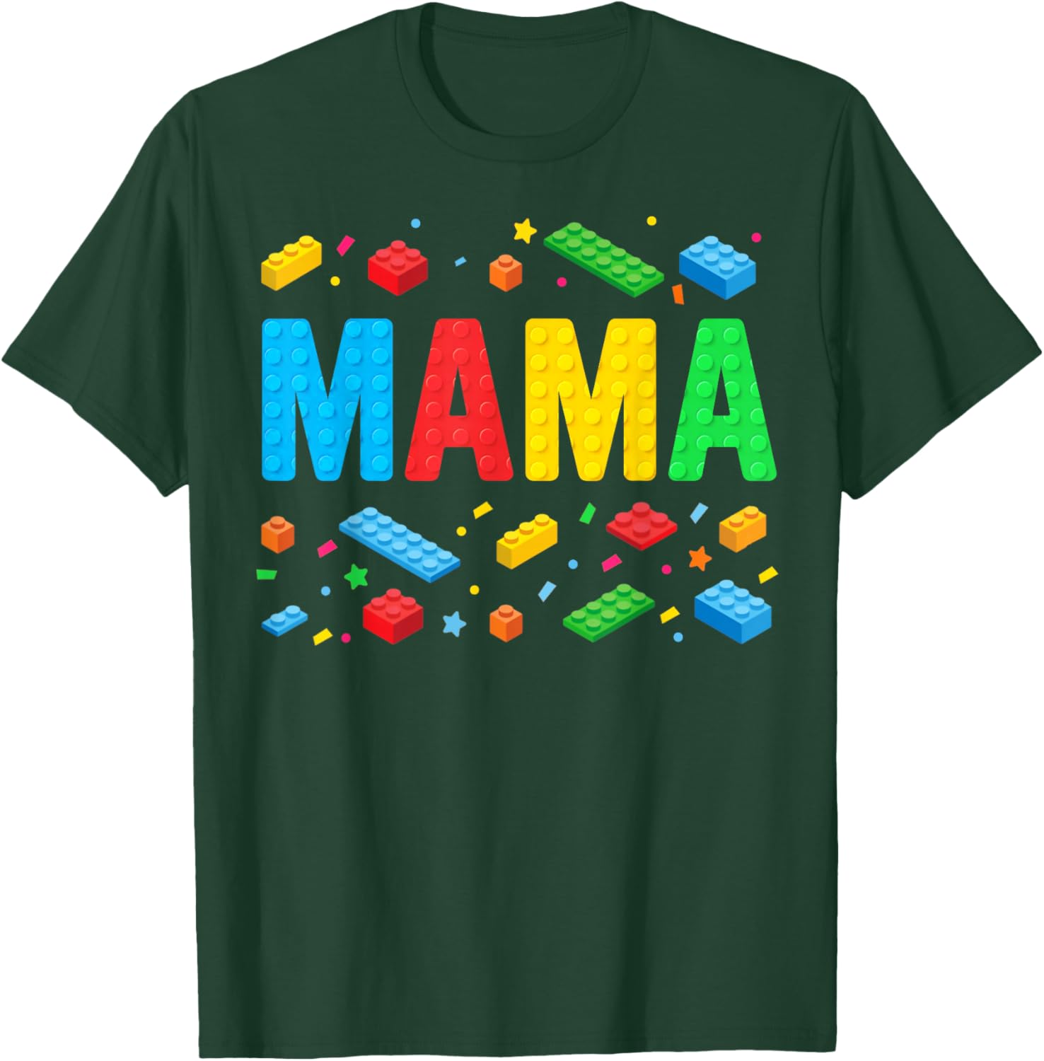 Mama Master Builder Building Bricks Blocks Funny Mothers Day T-Shirt - T-Shirt | Forest