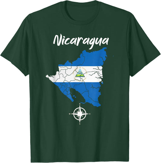 Nicaragua Blue Flag Men Women Kids Nicaraguan T-Shirt - T-Shirt | Forest
