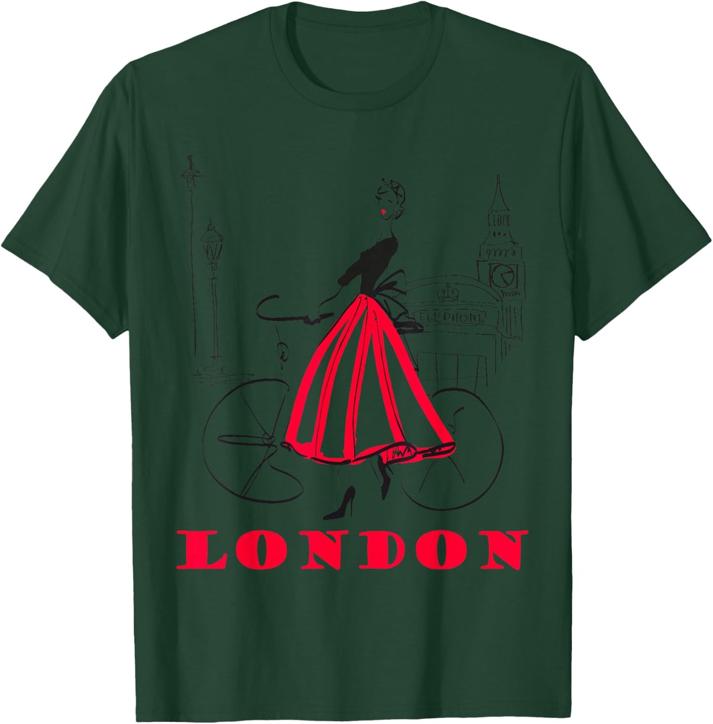 London - woman - Big Ben shirt - Bicycle - 5 T-Shirt - T-Shirt | Forest