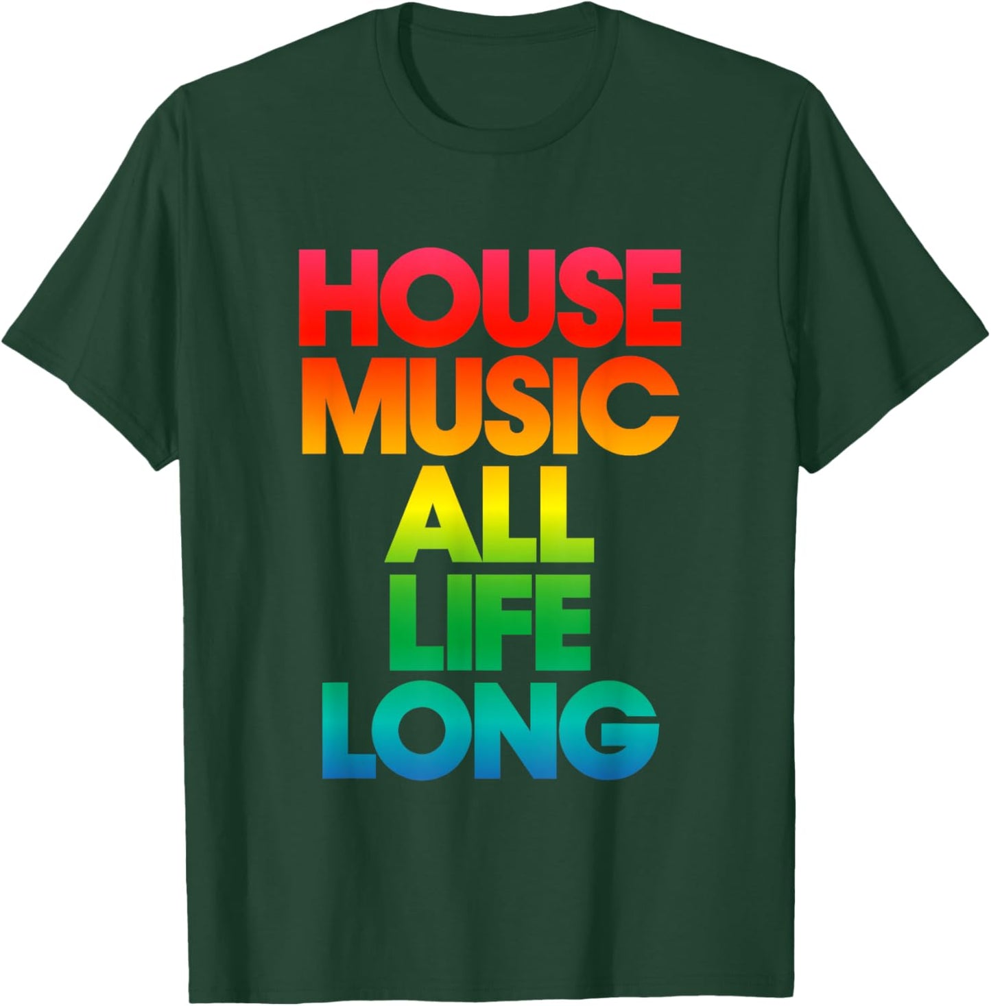 Rainbow Print Defected House Music All Life Long T-Shirt - T-Shirt | Forest
