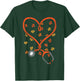 Thanksgiving Nurse Stethoscope Heart Fall Scrub Top Women T-Shirt - T-Shirt | Forest