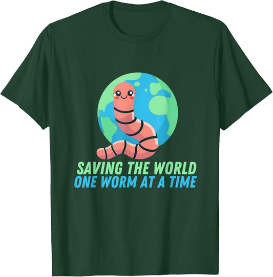 Earthworm Earth Day Saving The World One Worm At A Time T-Shirt - T-Shirt | Forest