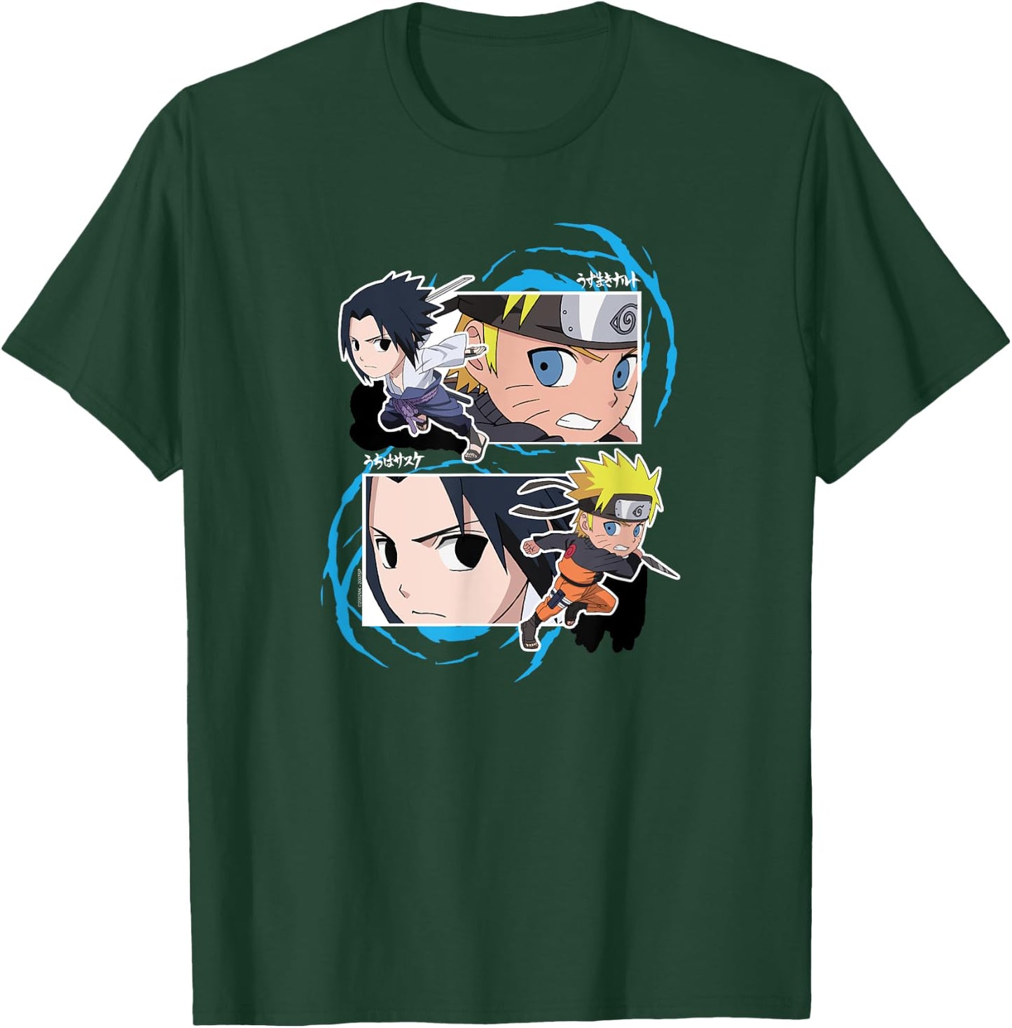 Naruto and Sasuke SD Fight Frames Anime T-Shirt - T-Shirt | Forest