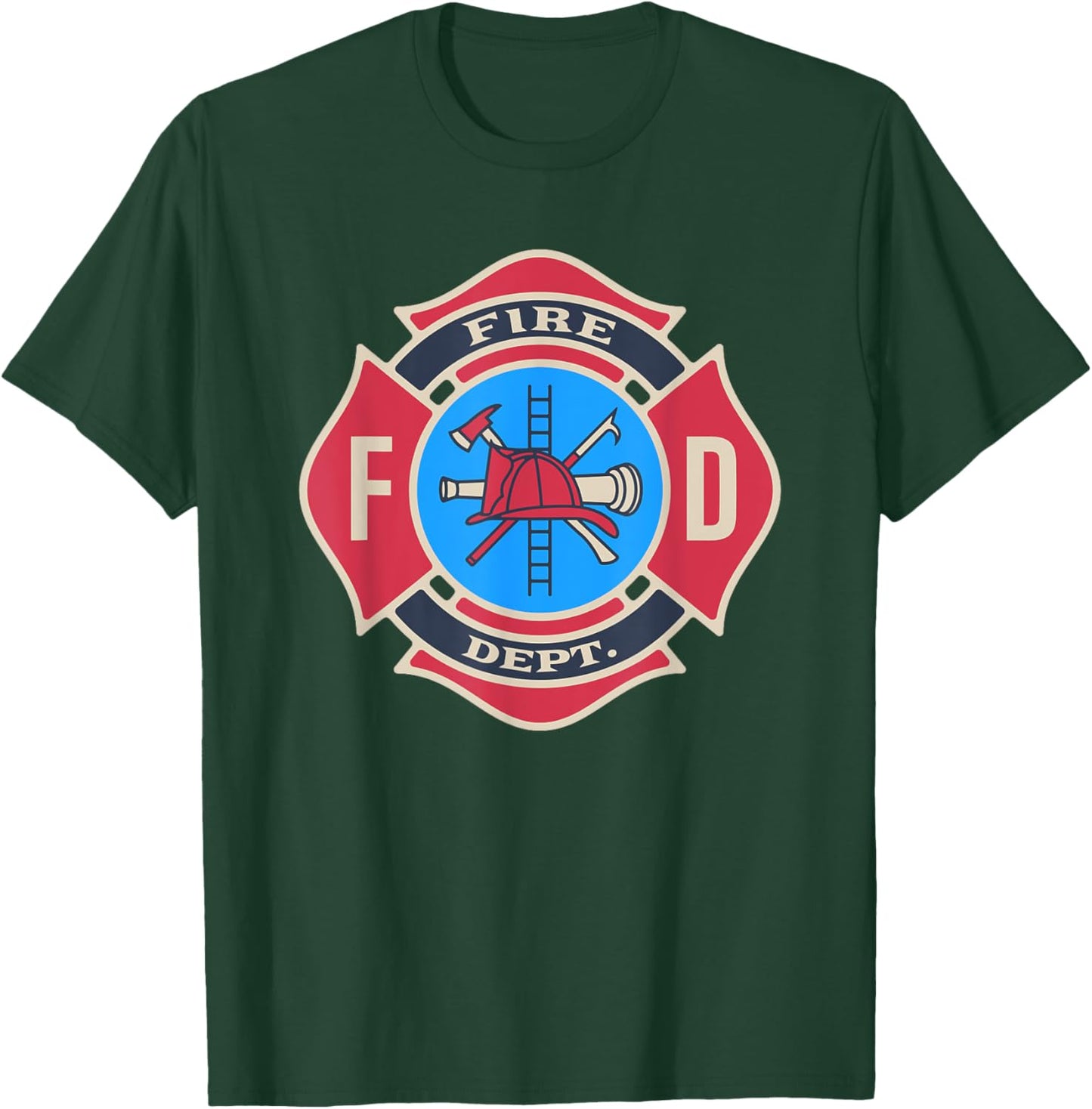 Fire Department Logo Uniform Fireman Firefighter Costume T-Shirt - T-Shirt | Forest