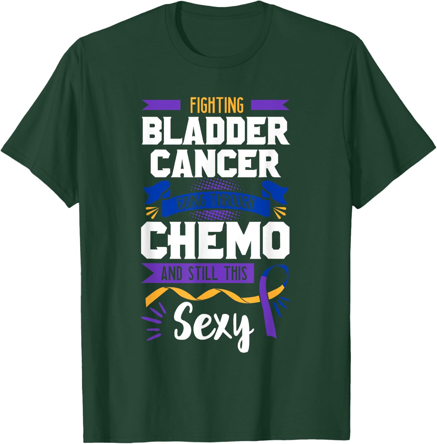Fighting Chemo Bladder Cancer Purple Blue And Yellow Dysuria T-Shirt - T-Shirt | Forest