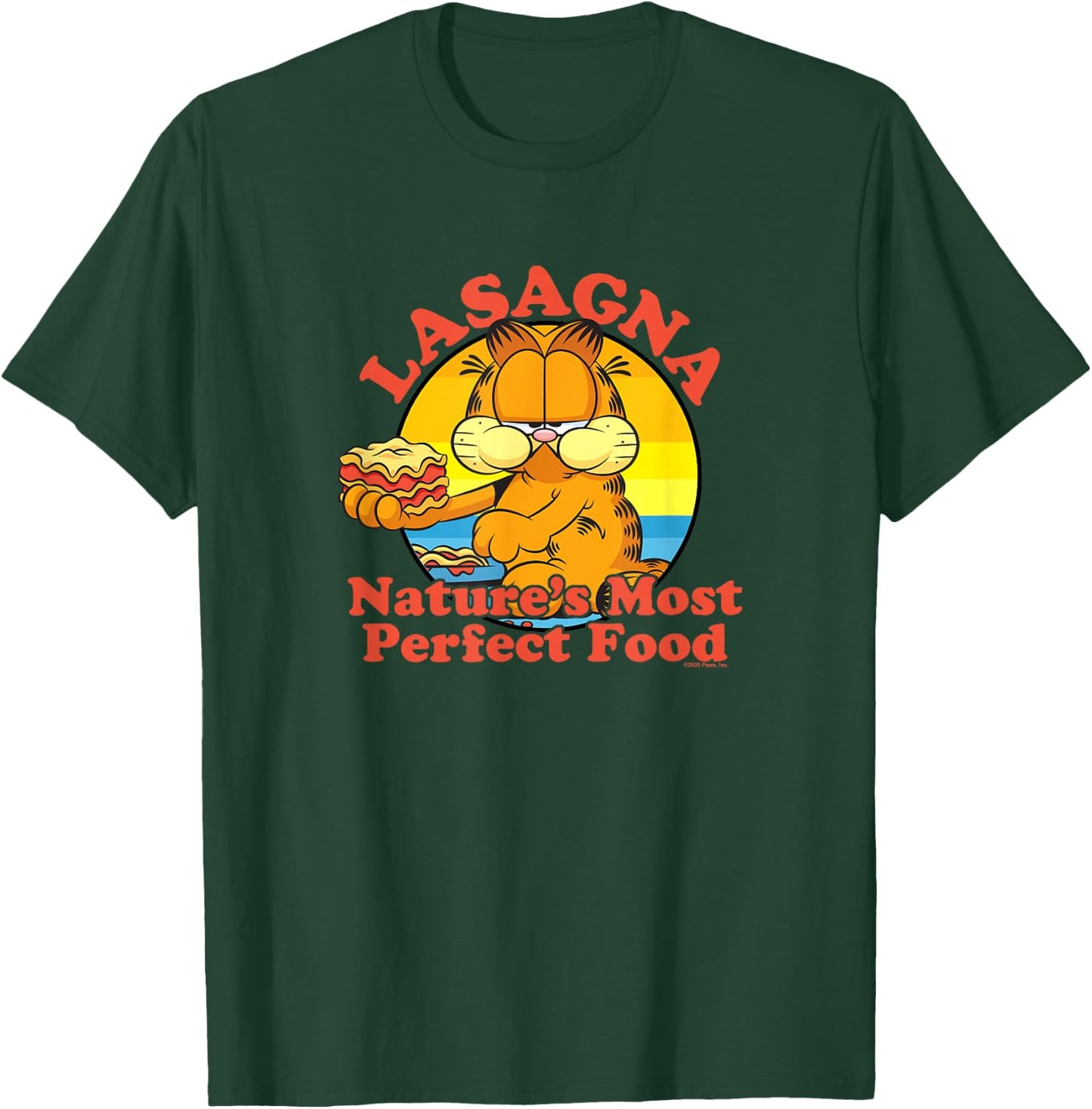 Garfield Lasagna Nature's Most Perfect Food Garfield Circle T-Shirt - T-Shirt | Forest
